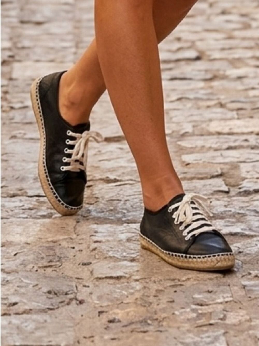 Sam Edelman Lillian Black Espadrille Low Top Leather Fashion Sneaker Size 8